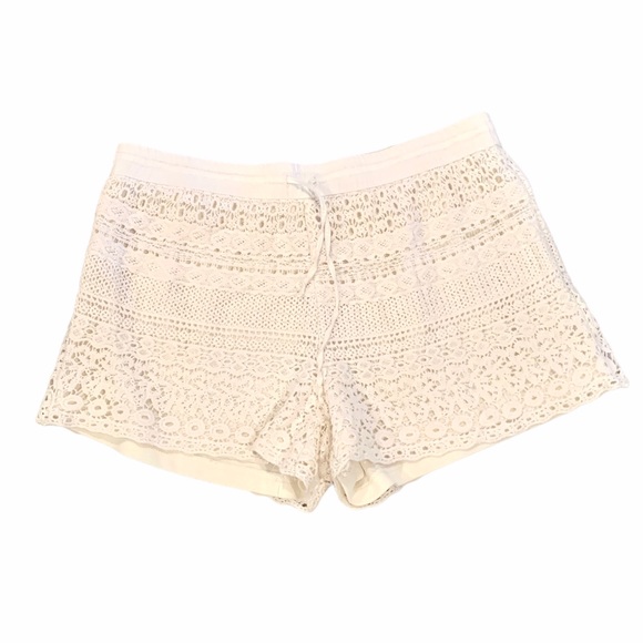 June & Ivy Pants - June & Ivy Ivory Lace Crocheted Shorts